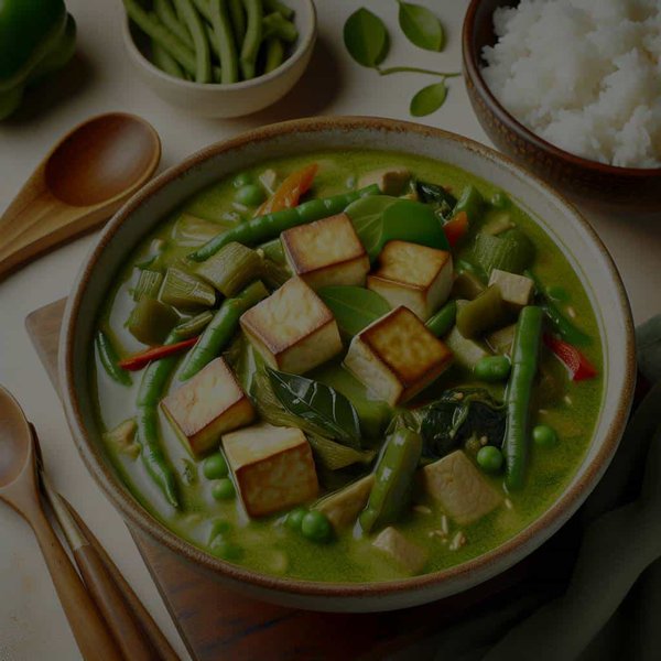 Quelles sont les astuces pour un curry vert végétarien avec du tofu ferme ?